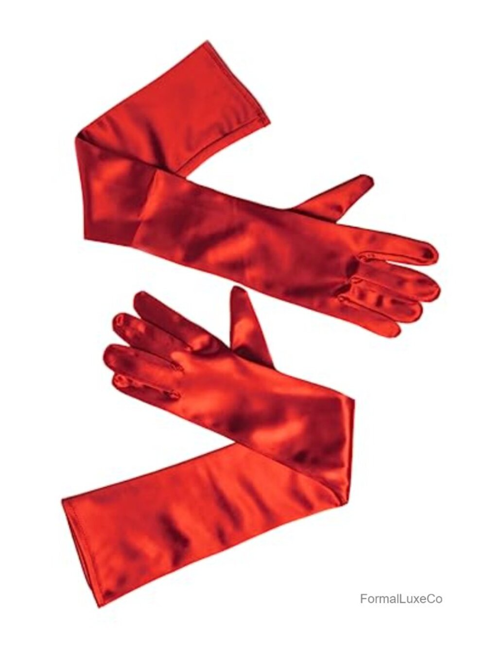 Long Red Satin Opera Gloves Halloween Costume Accessories for Women